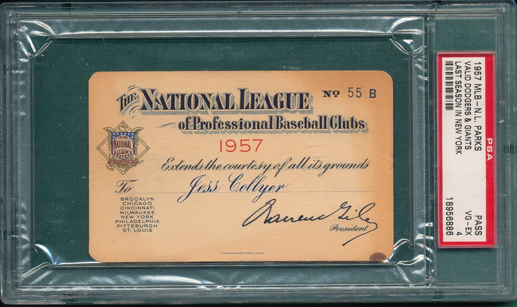 1957 National League Season Pass PSA 4