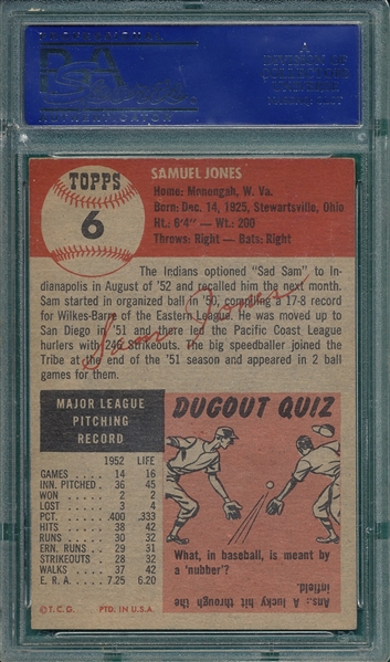 1953 Topps #6 Sam Jones PSA 6