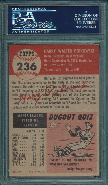 1953 Topps #236 Harry Perkowski PSA 5 *Hi #*