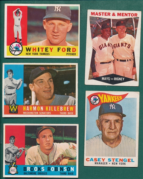 1960 Topps Lot of (5) HOFers W/ Mays