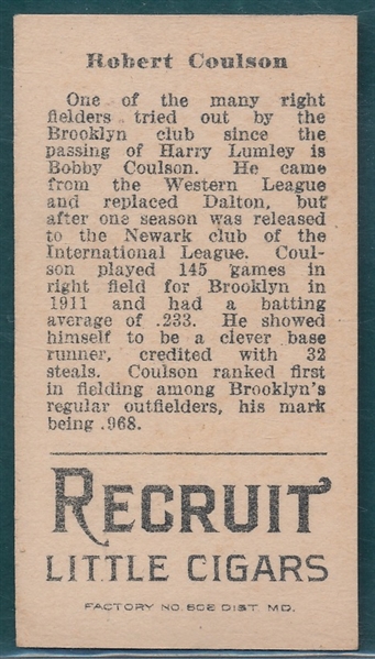 1912 T207 Coulson Recruit Little Cigars