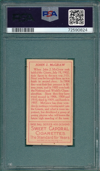 1911 T205 McGraw Sweet Caporal Cigarettes PSA 3.5