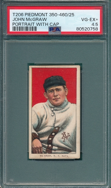 1909-1911 T206 McGraw, Portrait With Cap, Piedmont Cigarettes PSA 4.5