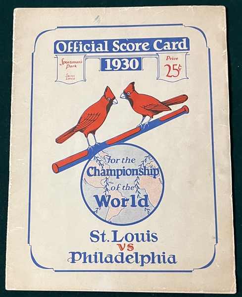 1930 World Series Score Card, Cardinals vs. Athletics