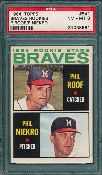 1964 Topps #541 Phil Niekro PSA 8 *Rookie*