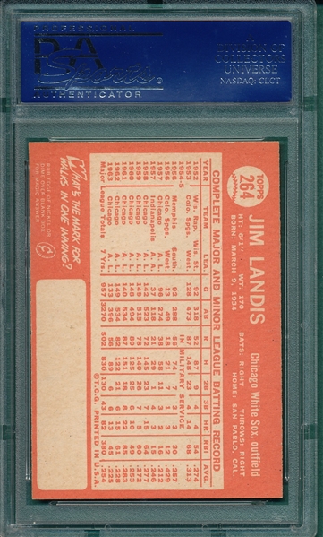 1964 Topps #264 Jim Landis PSA 8.5