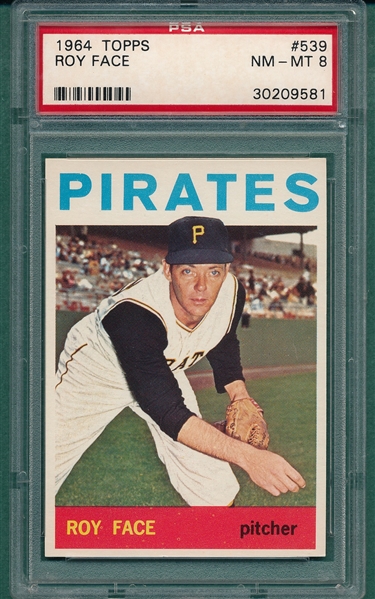 1964 Topps #539 Roy Face PSA 8 