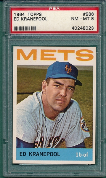 1964 Topps #566 Ed Kranepool PSA 8 