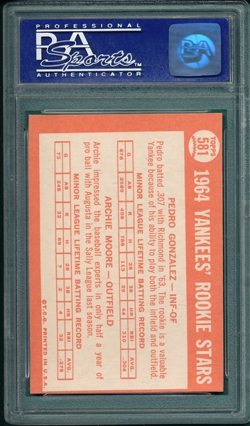 1964 Topps #581 Yankees Rookies W/ Gonzalez PSA 8 *Rookie*