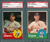 1963 Topps #22 Simmons & #206 Washburn, Lot of (2), PSA 7