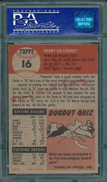 1953 Topps #16 Harry Lowrey PSA 6
