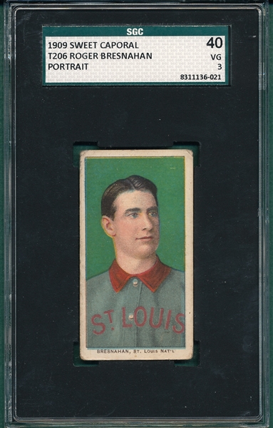 1909-1911 T206 Bresnahan, Portrait, Sweet Caporal Cigarettes SGC 40