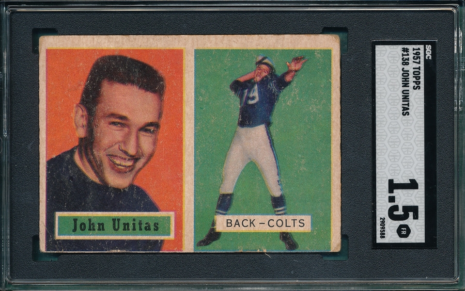 1957 Topps Football #138 John Unitas SGC 1.5 *Rookie*