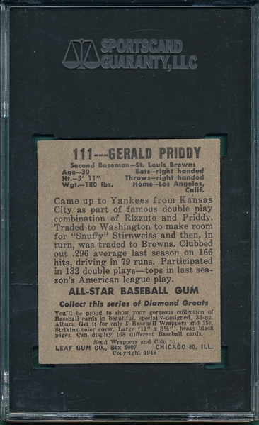 1948 Leaf #111 Gerald Priddy SGC 4.5