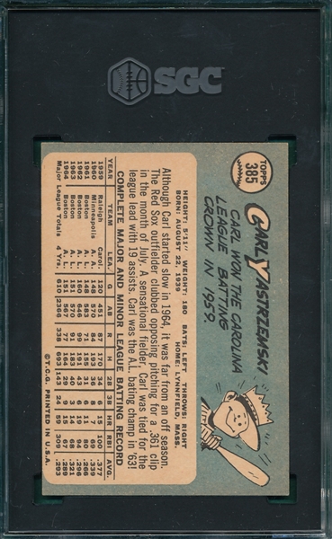 1965 Topps #385 Carl Yastrzemski SGC 4.5