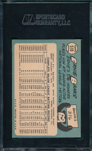 1965 Topps #510 Ernie Banks SGC 84