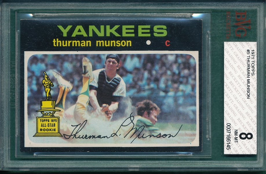 1971 Topps #5 Thurman Munson BVG 8