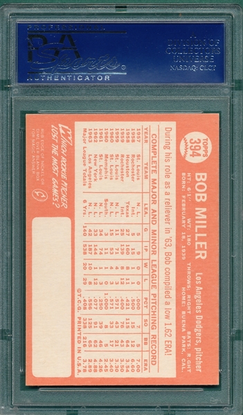 1964 Topps #394 Bob Miller PSA 8.5