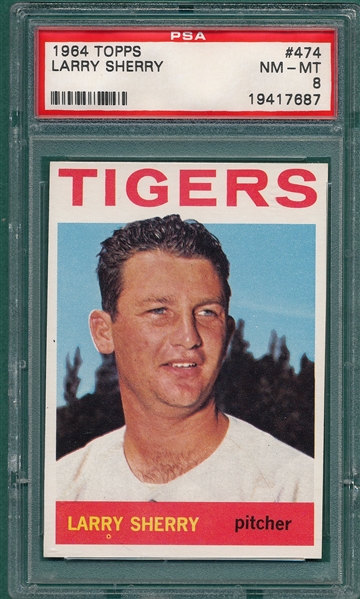 1964 Topps #474 Larry Sherry PSA 8 