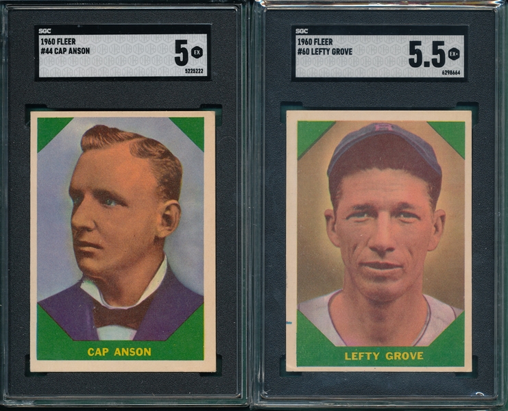 1960 Fleer #44 Anson & #60 Grove, Lot of (2) SGC