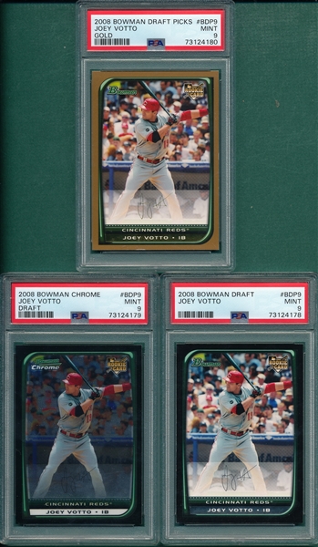 2008 Bowman Joey Votto, Lot of (3), PSA 9