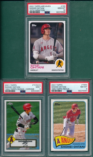 2021 Topps Shohei Ohtani, Lot of (3), PSA 8/9/10