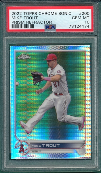 2022 Topps Chrome Sonic #200 Mike Trout PSA 10 *Prism Refractor*