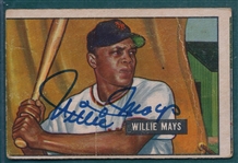1951 Bowman #305 Willie Mays, Rookie *Signed, Please Read* JSA Authentic