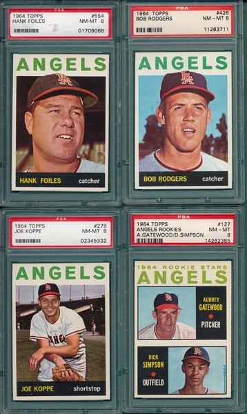 1964 Topps Lot of (4) Angels W/ #554 Foiles PSA 8