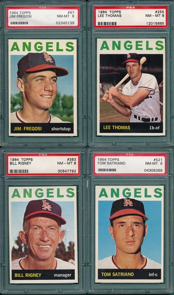 1964 Topps Lot of (4) Angels W/ #97 Fregosi PSA 8