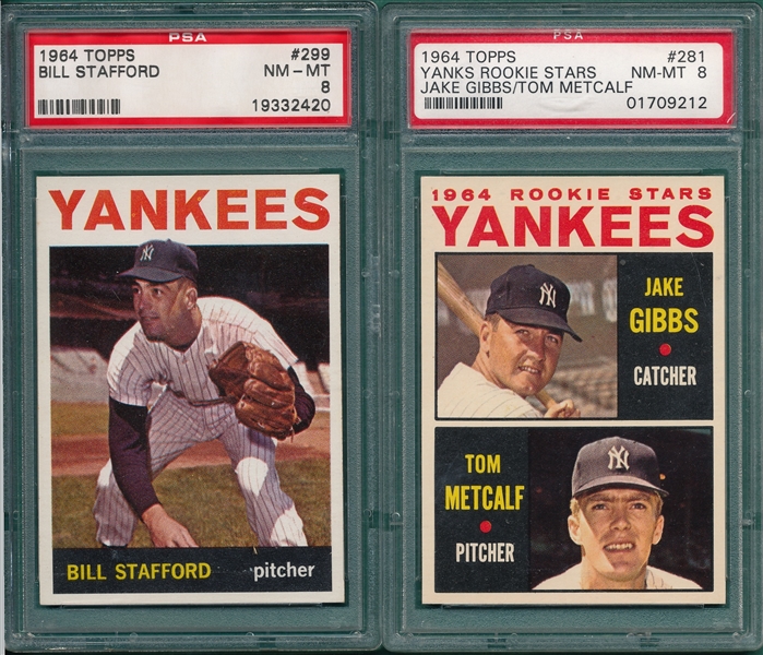 1964 Topps #281 Gibbs & #299 Stafford, Lot of (2) PSA 8