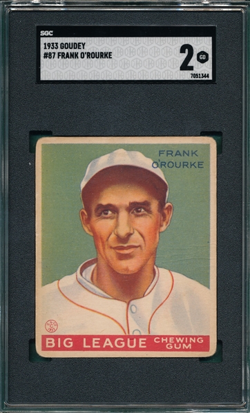 1933 Goudey #87 Frank O'Rourke SGC 2