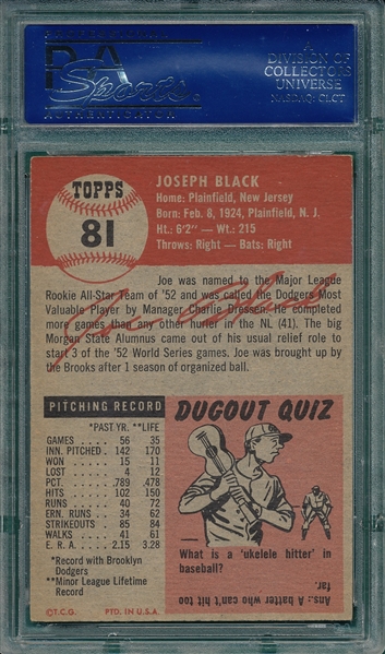 1953 Topps #81 Joe Black PSA 5 *SP*