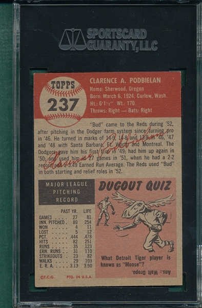 1953 Topps #237 Clarence Podbielan SGC 60 *Hi #*
