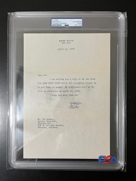 Babe Ruth Signed Letter PSA/DNA Authentic 