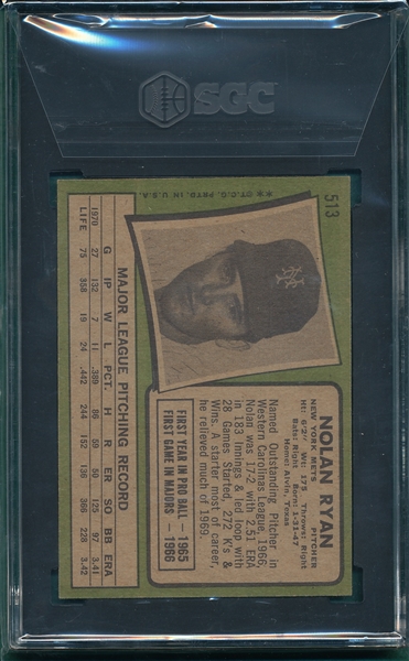 1971 Topps #513 Nolan Ryan SGC 7