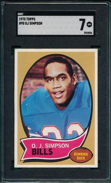 1970 Topps #90 O. J. Simpson SGC 7 *Rookie*