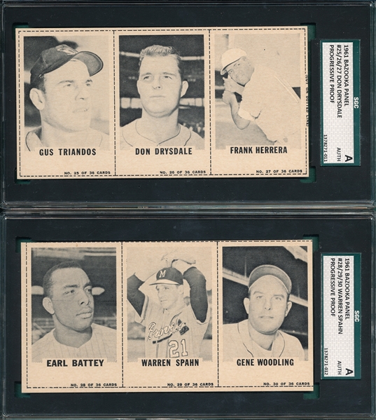 1961 Bazooka Panels Complete Set (12), Progressive Proofs, SGC Authentic, W/ Mantle