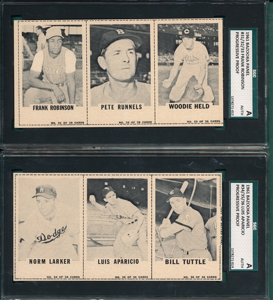 1961 Bazooka Panels Complete Set (12), Progressive Proofs, SGC Authentic, W/ Mantle