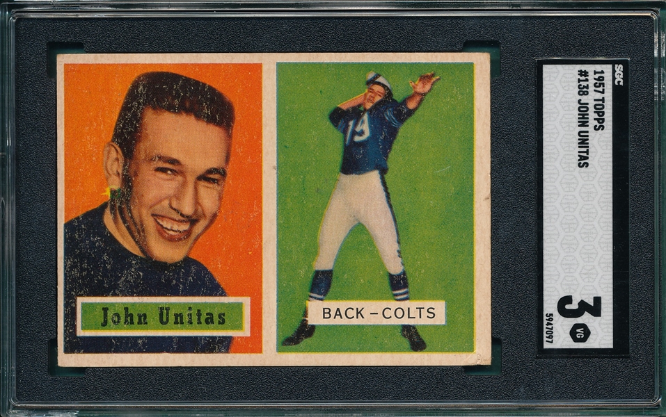 1957 Topps FB #138 John Unitas SGC 3 *Rookie*