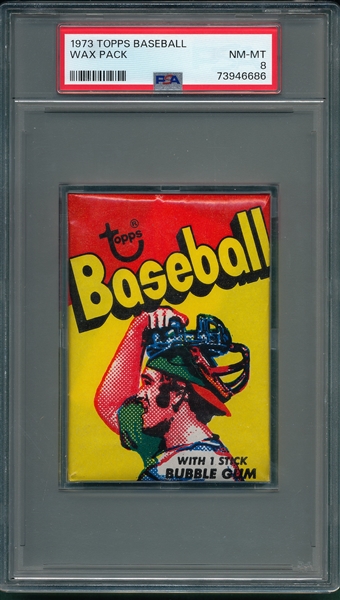 1973 Topps Baseball Unopened Wax Pack PSA 8 *Catcher*