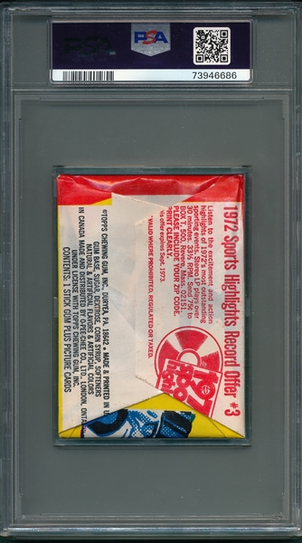 1973 Topps Baseball Unopened Wax Pack PSA 8 *Catcher*