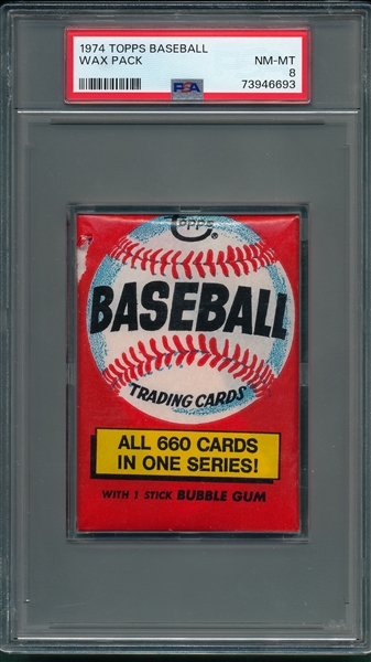 1974 Topps Baseball Unopened Wax Pack PSA 8 