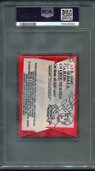 1974 Topps Baseball Unopened Wax Pack PSA 8 