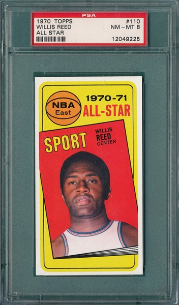 1970-71 Topps Basketball #110 Willis Reed, AS, PSA 8