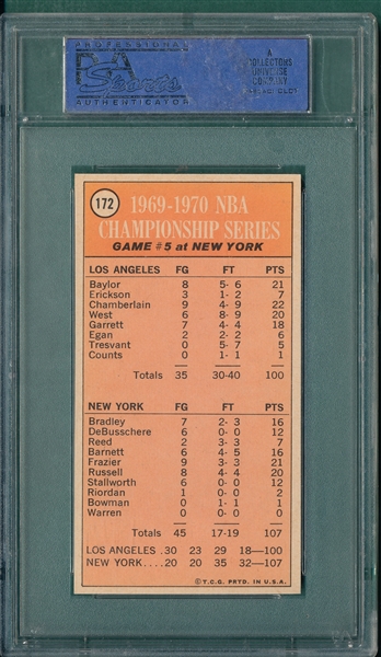 1970-71 Topps Basketball #172 Series Game #5 W/ Bradley, PSA 8