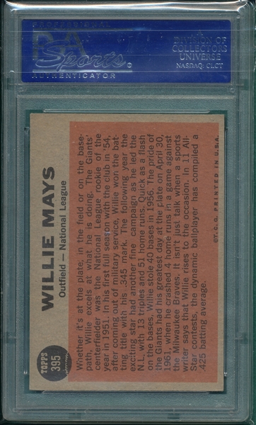 1962 Topps #395 Willie Mays, AS, PSA 6