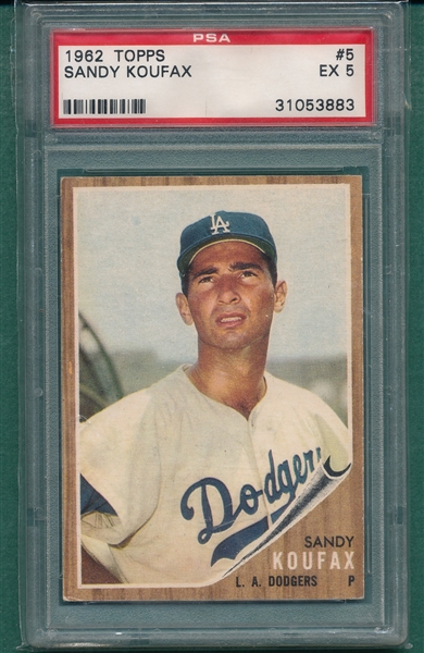 1962 Topps #5 Sandy Koufax, PSA 5