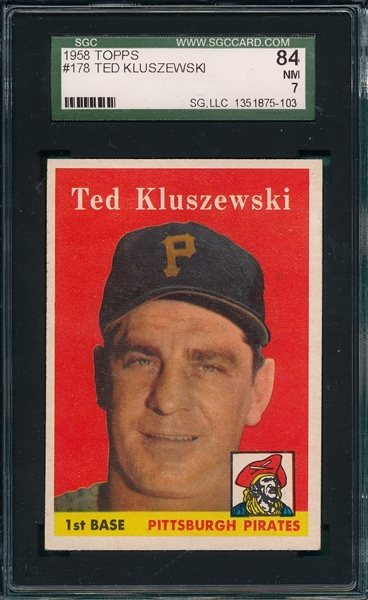 1958 Topps #178 Ted Kluszewski SGC 84