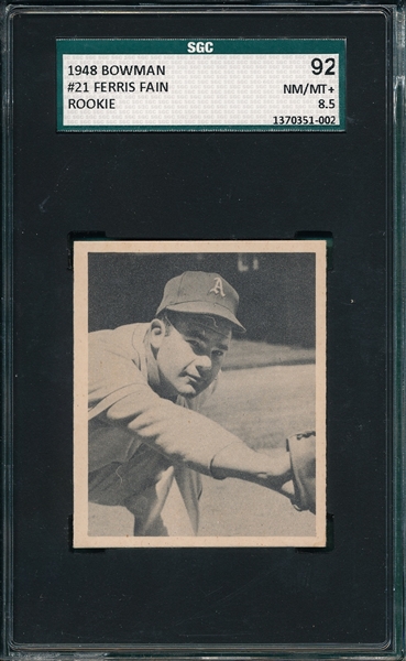 1948 Bowman #21 Ferris Fain SGC 92